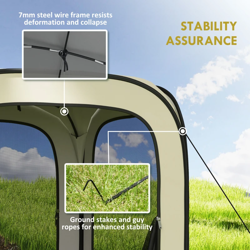 Outsunny 6 x 6ft Pop Up Screen Tent, UPF50+ Portable Camping Gazebo Screen House with Carry Bag, Beige