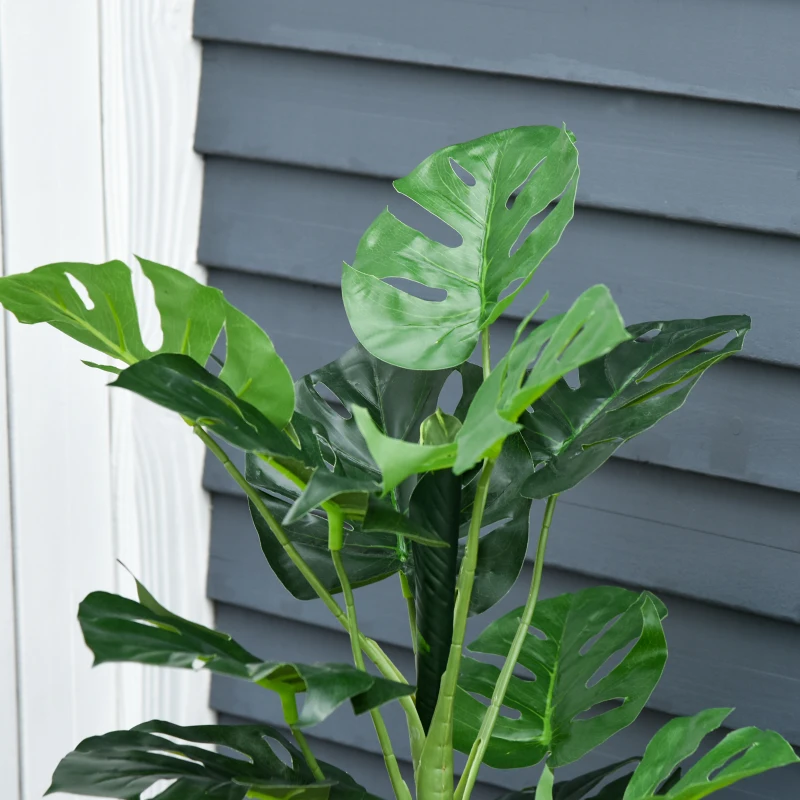 Outsunny 3FT Artificial Monstera Deliciosa Tree, Faux Plant with 21 Leaves, Fake Tree in Nursery Pot for Indoor , Green