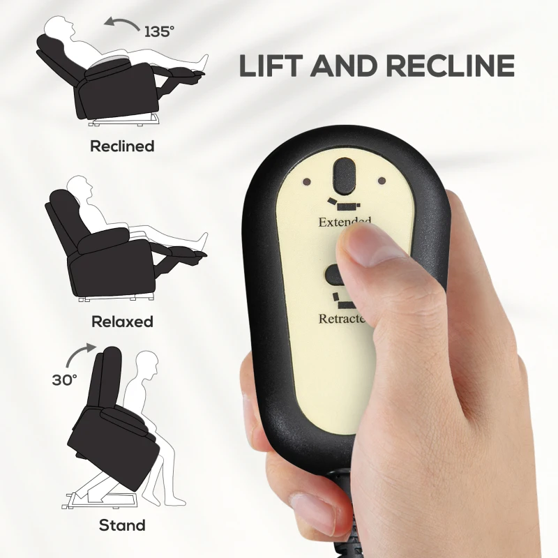 HOMCOM Lift Chair for Elderly, Power Chair Recliner with Remote Control, Side Pockets for Living Room, Black