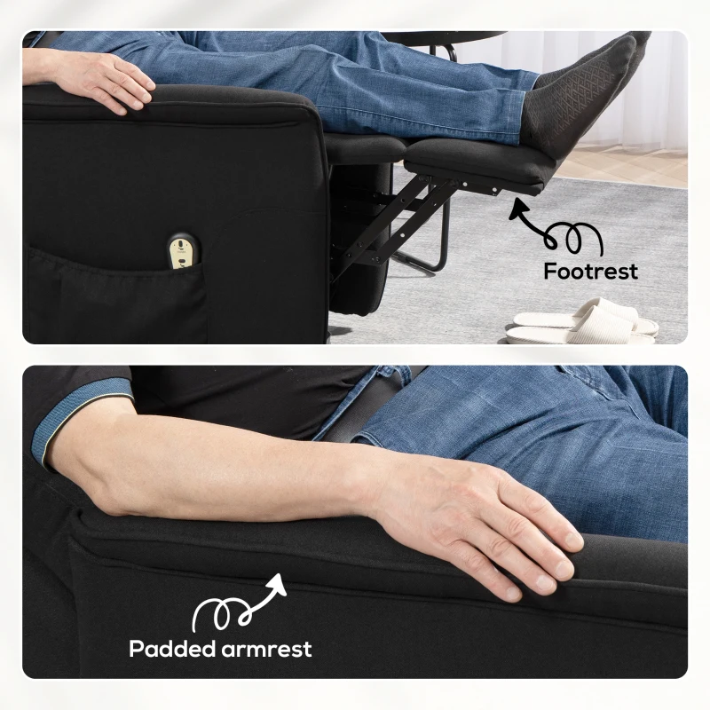 HOMCOM Lift Chair for Elderly, Power Chair Recliner with Remote Control, Side Pockets for Living Room, Black