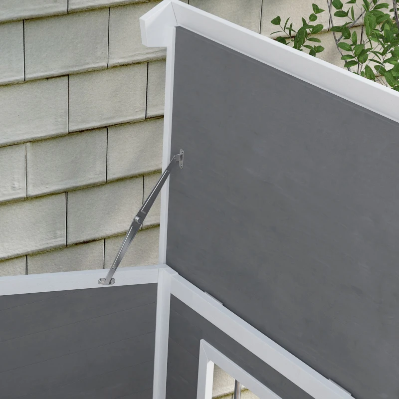 PawHut Outside Cabin-Style Wooden Dog House for Large Dogs with Openable Roof & Giant Window, Outdoor & Indoor Big Dog Shelter, Asphalt Roof, Gray