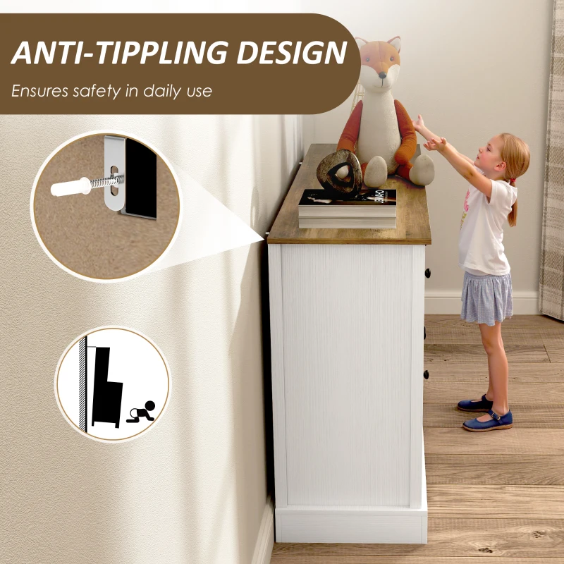 HOMCOM Sideboard Buffet Cabinet with Storage, Coffee Bar Cabinet with Glass Doors and Adjustable Shelves, Distressed White