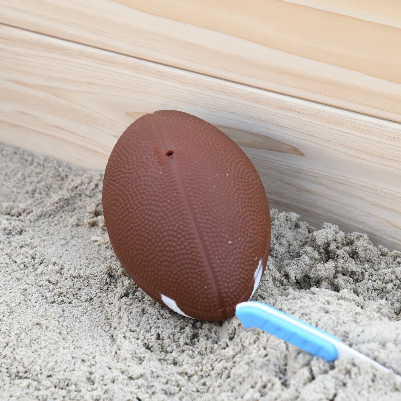 Outsunny Kids Wooden Sandbox with Cover, Play Sand Station for Children Outdoor Sand box, with Seats, for Backyard, Beach, 47" x 47" x 47", Natural