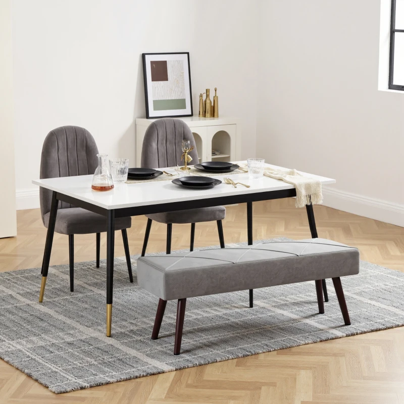 HOMCOM 39 Inches Upholstered Bedroom Bench, Modern End of Bed Bench with Steel Legs, Grey