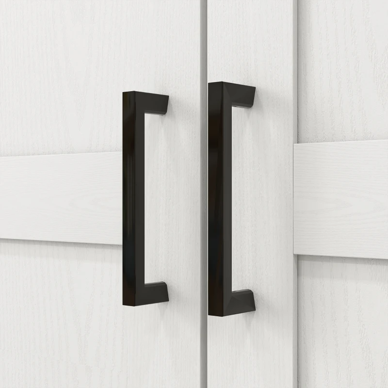 HOMCOM Farmhouse Kitchen Pantry Storage Cabinet, Kitchen Pantry Cabinet with Doors and Adjustable Shelves, Cream White