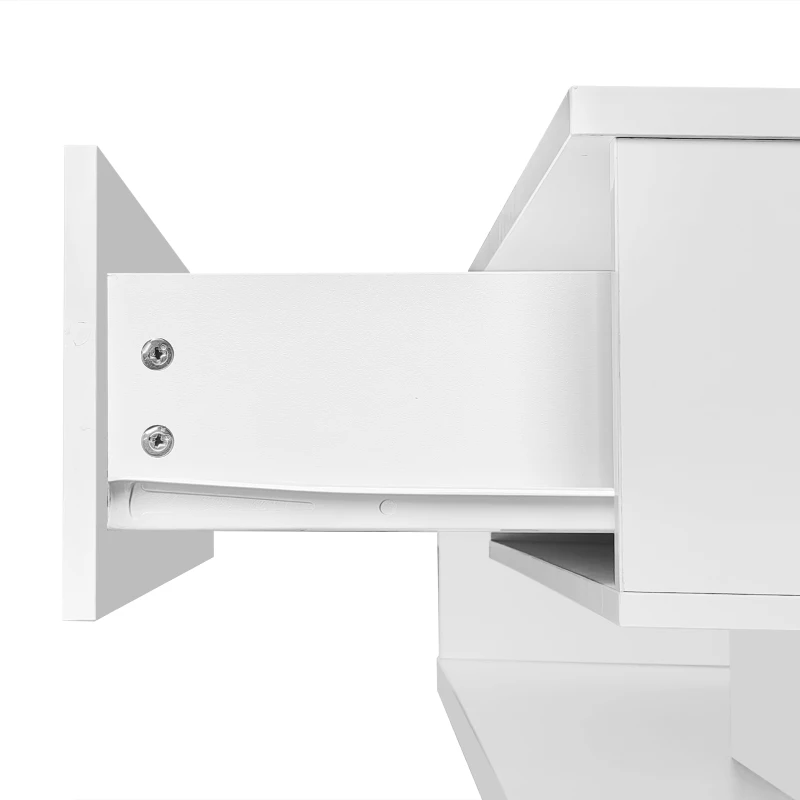 High-Gloss Coffee Table with Glass and LED Effect, Modern Design with Storage Compartment, Easy to Install, 41.5" L x 21.5" W x 12.5" H, White