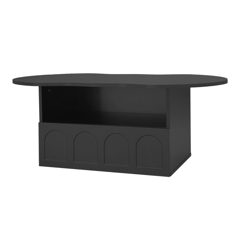 Cloud Coffee Table with Drawer and Open Storage, Particle Board and Modern Design, Easy to Install, 39.5" L x 23.5" W x 15" H, Black