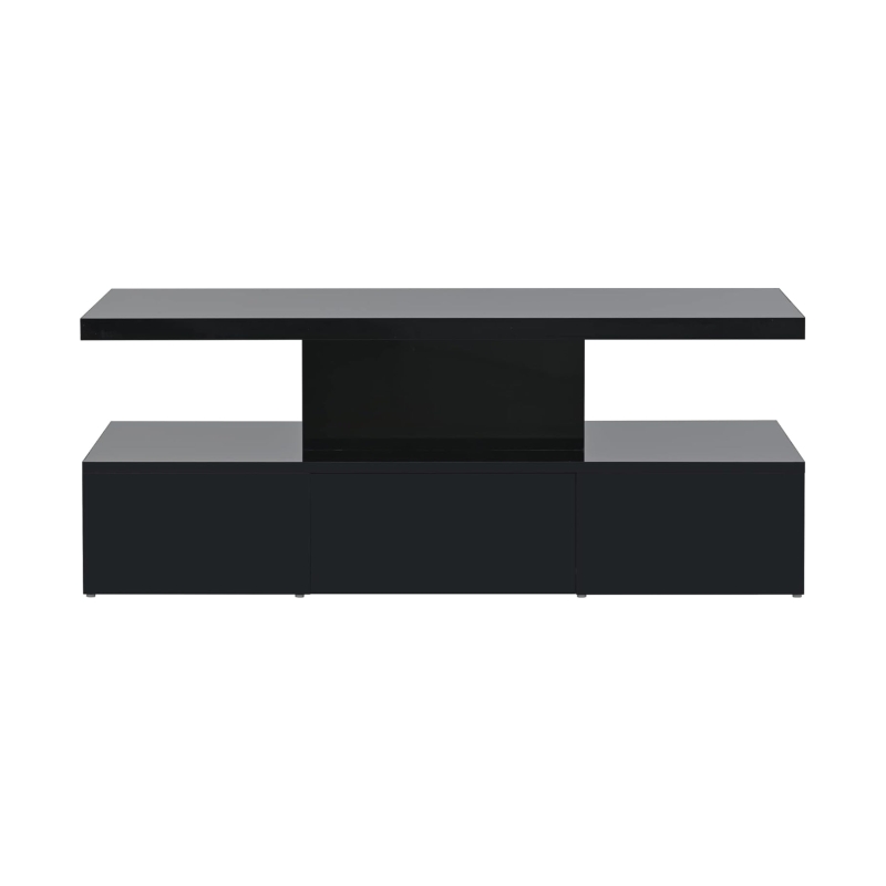 Modern High-Gloss Coffee Table with Hidden Drawer, Durable Particle Board, Modern Design, Easy to Install, 39.5" L x 19.5" W x 15.5" H, Black