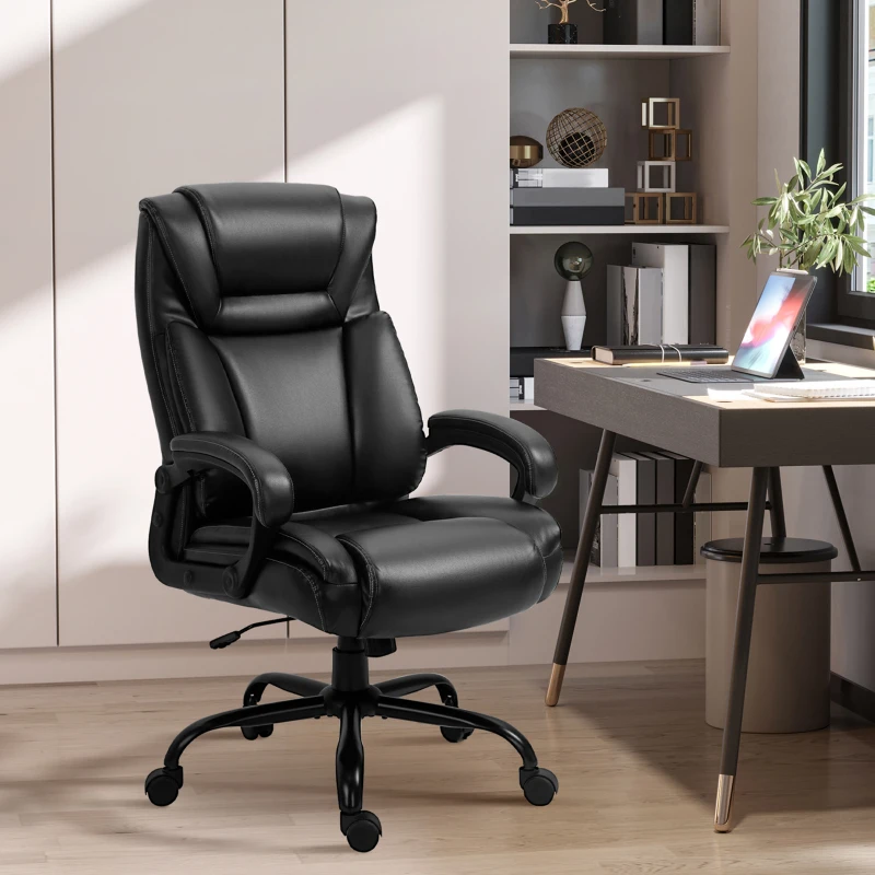 Vinsetto PU Leather Executive Office Chair with High Back, Adjustable Height and Swivel Wheels, 400LBS Capacity, Black