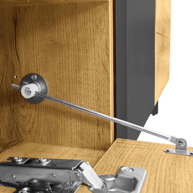 Colour Coordinated TV Stand with U-Shaped Metal Legs, 3 Doors and 2 Compartments, Easy Assembly, 67" L x 14" W x 16.5" H, Black+Natural