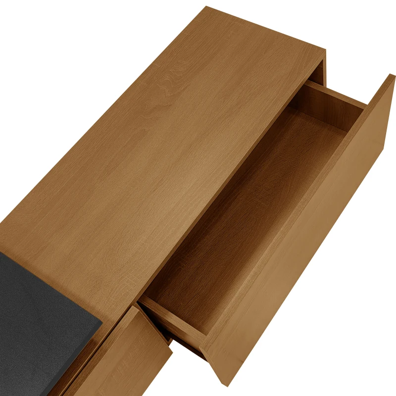 Modern TV Stand with Glass Shelves and LED Lighting, Stylish Storage Solution, Modern and Stylish Design, 67" L x 13" W x 13" H, Black+Natural