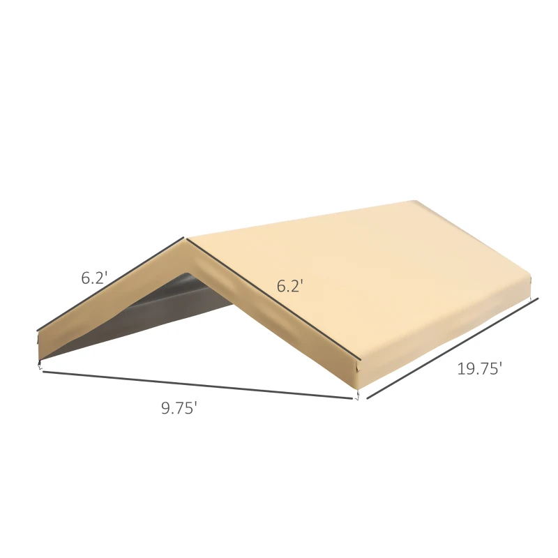 Outsunny 20' x 10' Carport Replacement Canopy for Model 84C-207WT or 84C-386V00WT with Ball Bungee Cords, Beige (Only Cover)