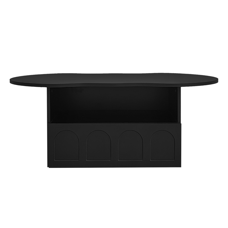 Cloud Coffee Table with Drawer and Open Storage, Particle Board and Modern Design, Easy to Install, 39.5" L x 23.5" W x 15" H, Black