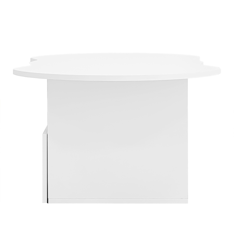 Cloud Coffee Table with Drawer and Open Storage, Particle Board, Cloud Coffee Table with Functional Design, 39.5" L x 23.5" W x 15" H, White