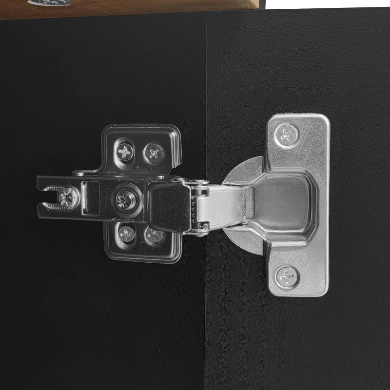 TV Stand with Three Doors, Raised Edge for Safety, Sturdy Wooden Legs, Modern Design, Easy to Install, 63" L x 15.5" W x 19.5" H, Black+Natural