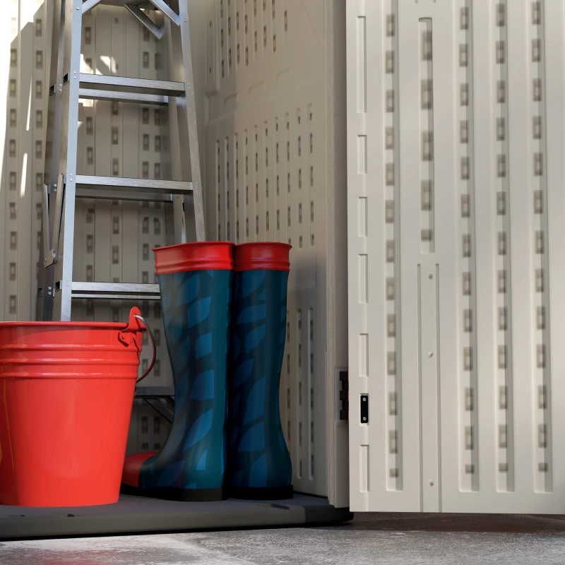 Outsunny 185 Gallon Outdoor Storage Cabinet with Openable Top and Lockable Doors for Lawnmower, Trash Can, Patio Accessories