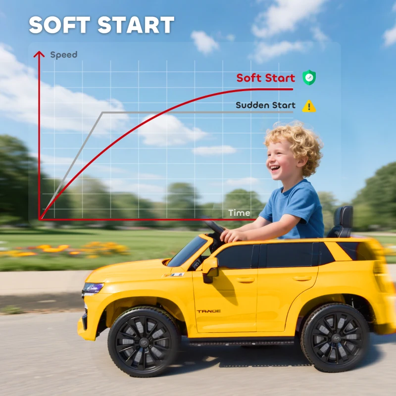 Aosom Electric Ride on Car 12V Kids Ride-on Toy, Yellow