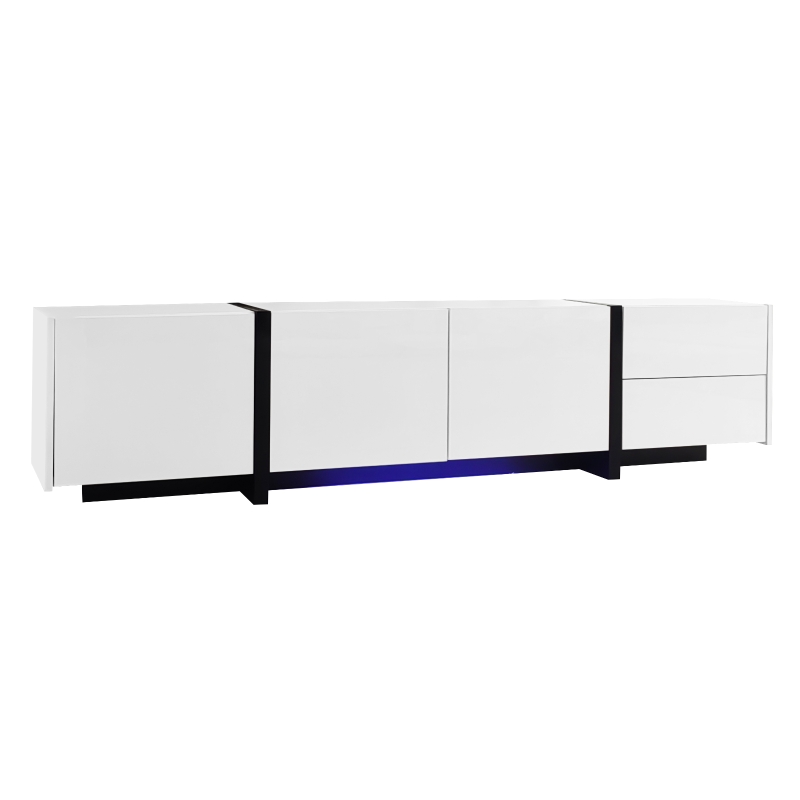 Modern TV Cabinet with High Gloss Finish, Ample Storage with Drawers and Cabinets, Easy Installation, 67" L x 11.5" W x 11.5" H, White