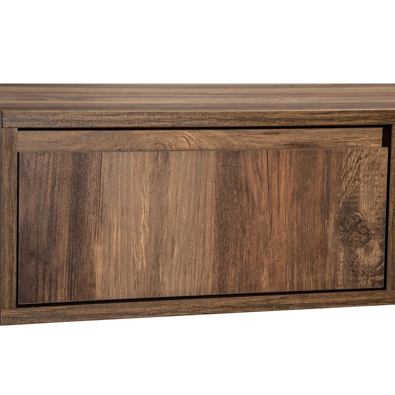 Wood Grain Coffee Table with Handleless Drawer, Double Storage Compartments, Easy Assembly, 43.5" L x 23.5" W x 15.5" H, Grey+Wood