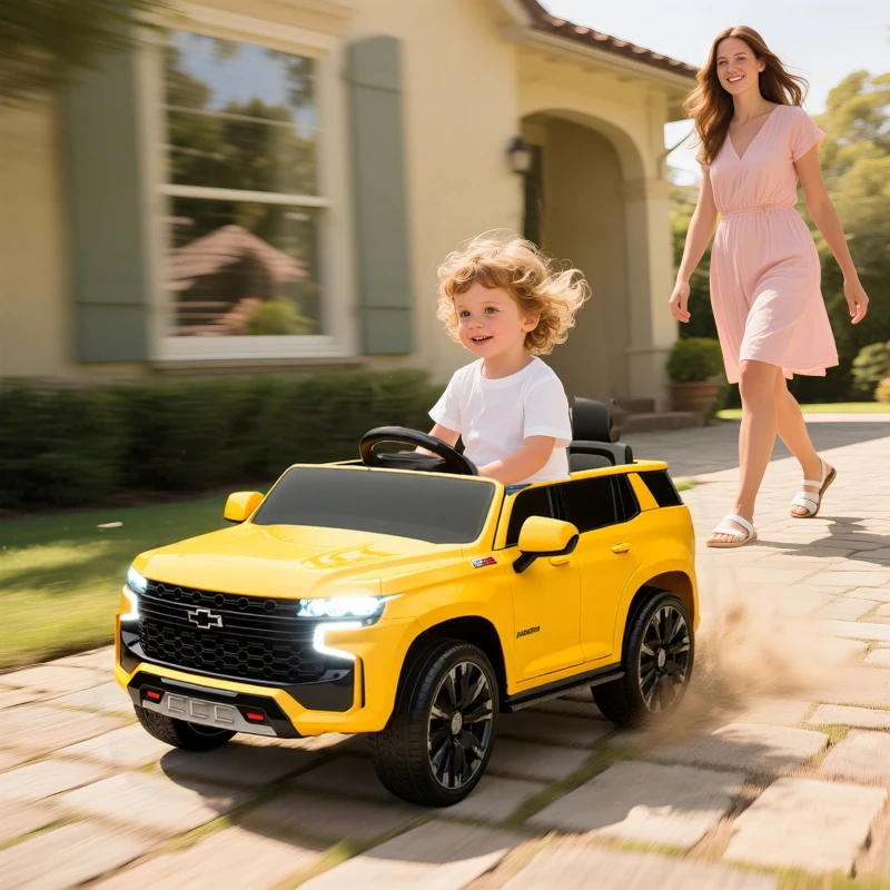 Aosom Electric Ride on Car 12V Kids Ride-on Toy, Yellow