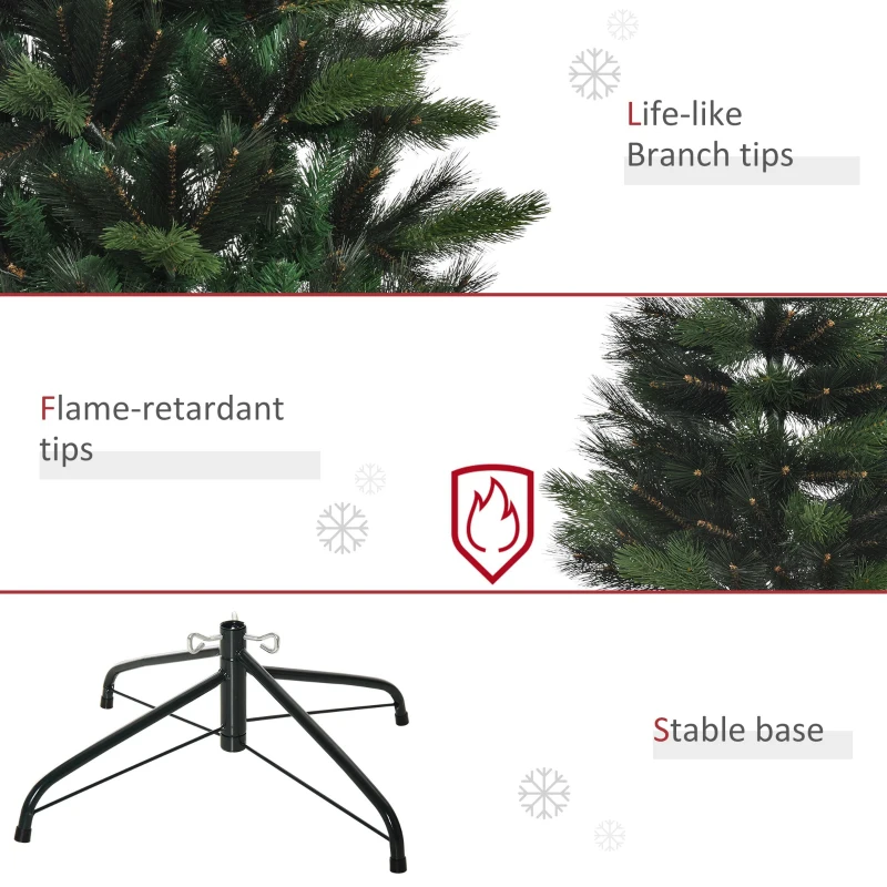 HOMCOM 6FT Artificial Pop-Up Christmas Tree Xmas Tree Holiday Home Decoration with Automatic Open, Green