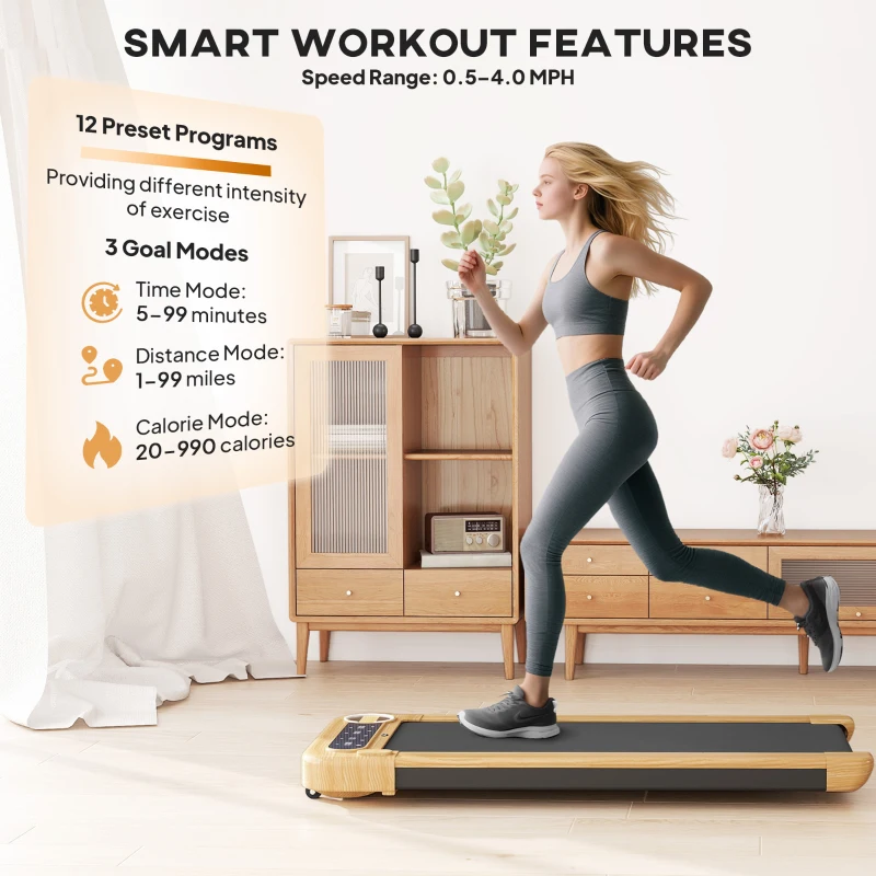 Soozier Walking Pad, Under Desk Treadmill with 17" x 43" Wide Belt, Remote Control, Bluetooth Speaker, Wheels and LED Display