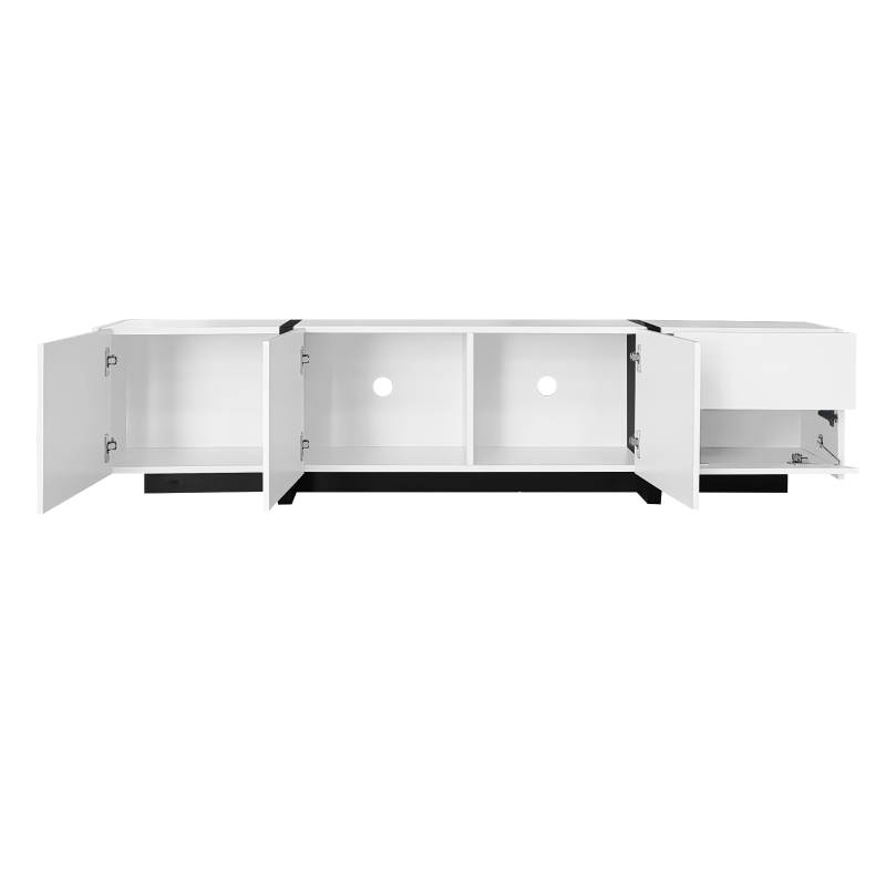 Modern TV Cabinet with High Gloss Finish, Ample Storage with Drawers and Cabinets, Easy Installation, 67" L x 11.5" W x 11.5" H, White