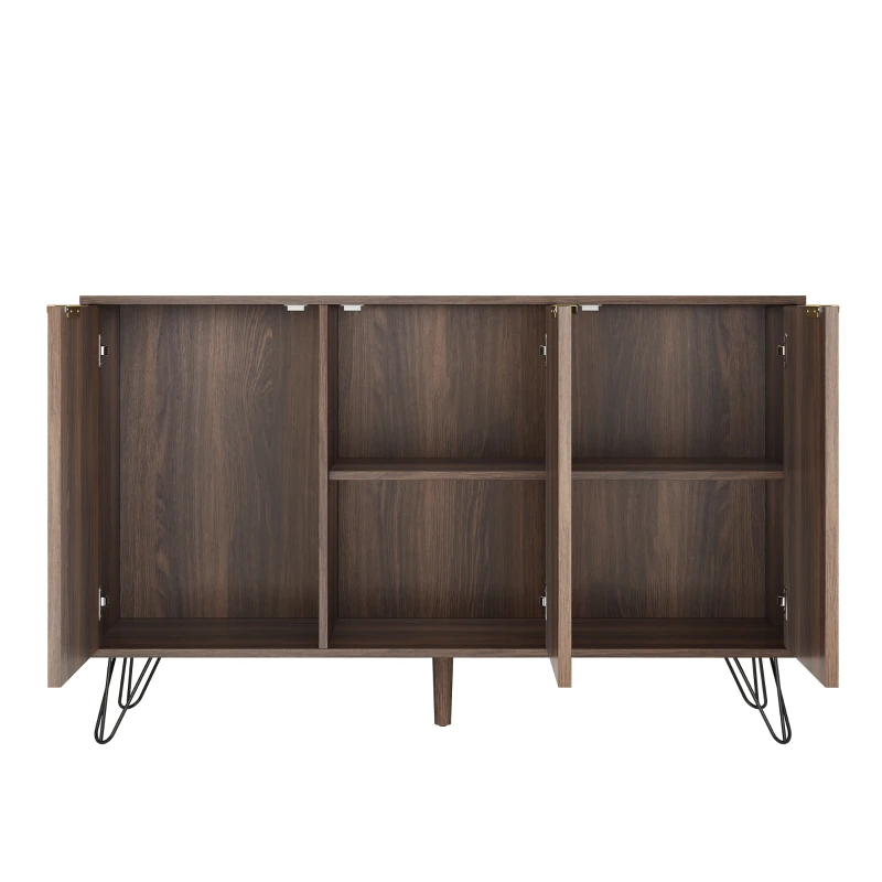 Unique Three-Door Sideboard with Adjustable Shelves, Sturdy and Stable Construction, Easy Assembly, 47" L x 14" W x 29.5" H, Natural