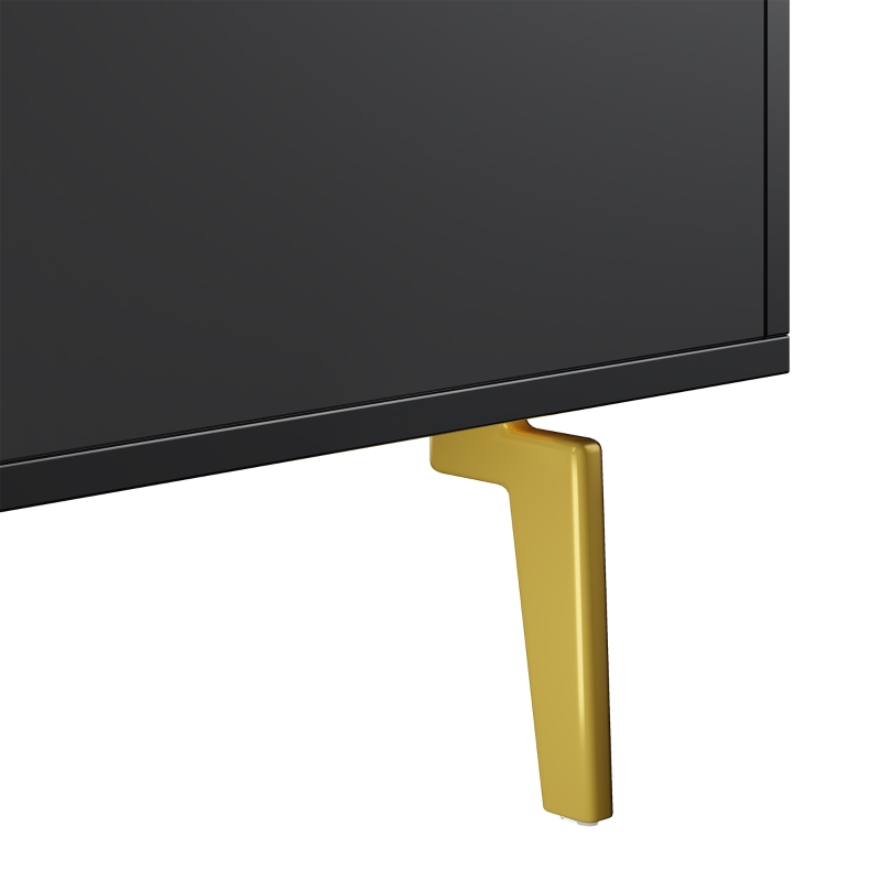 High-Gloss Coffee Table with LED Lighting and Glass Top, Adjustable Heigh, Storage Compartments, Easy to Install, 43.5" L x 21.5" W x 15.5" H, Black