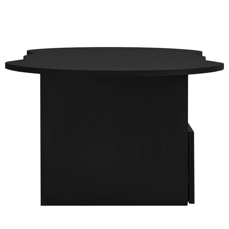 Cloud Coffee Table with Drawer and Open Storage, Particle Board and Modern Design, Easy to Install, 39.5" L x 23.5" W x 15" H, Black