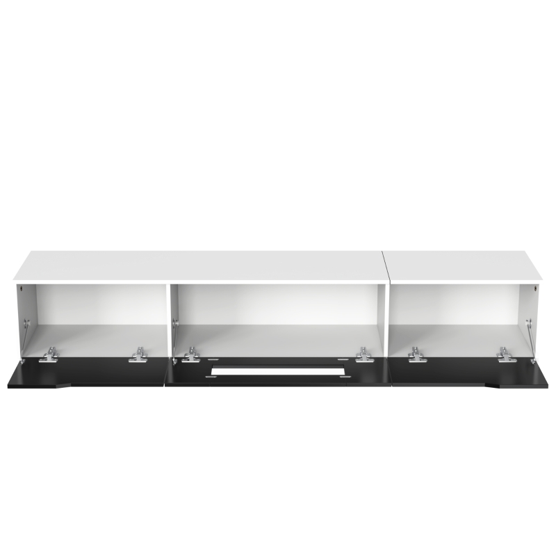 High-Gloss TV Stand with Colour-Changing LED Lighting and Versatile Mounting Options, Easy to Install, 71" L x 12" W x 12" H, Black+White