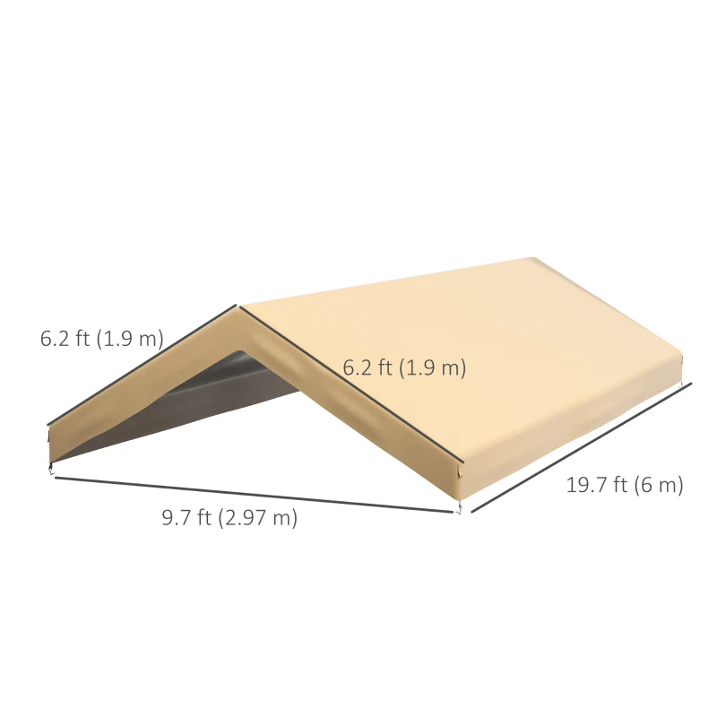 Outsunny 10 x 20ft Carport Replacement Canopy, UV Resistant Garage Car Cover with Ball Bungee Cords, Beige