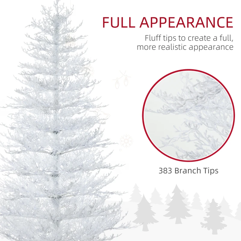 HOMCOM 6' Artificial Snow Christmas Tree with Rime Withered Branches, Warm White or Colourful LED Lights, Auto Open