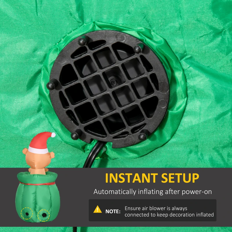HOMCOM Inflatable Bear Up and Down Telescopic with Santa's Hat for Christmas Decoration