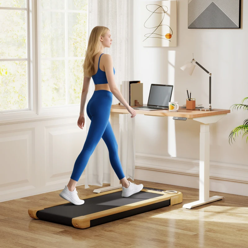 Soozier Walking Pad, Under Desk Treadmill with 17" x 43" Wide Belt, Remote Control, Bluetooth Speaker, Wheels and LED Display