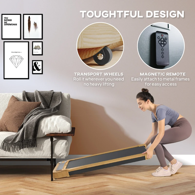 Soozier Walking Pad, Under Desk Treadmill with 17" x 43" Wide Belt, Remote Control, Bluetooth Speaker, Wheels and LED Display