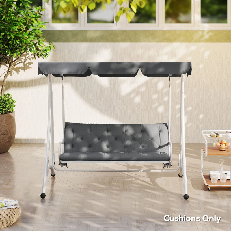 Outsunny 59" x 38" Tufted Bench Cushion for Outdoor Furniture, 3-Seater Replacement for Swing Chair, Patio Sofa/Couch, Dark Gray