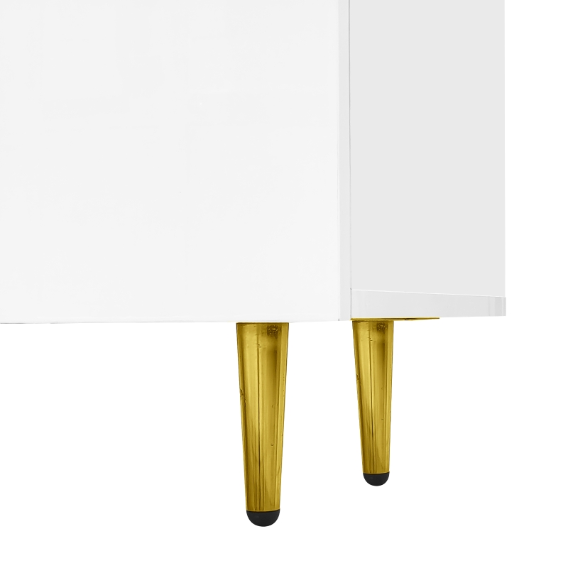 High-Gloss TV Stand with 4 Doors and Modern Minimalist Design, Soft-Close Hinges, Modern Design, Easy to Install, 67" L x 13.5" W x 18" H, White