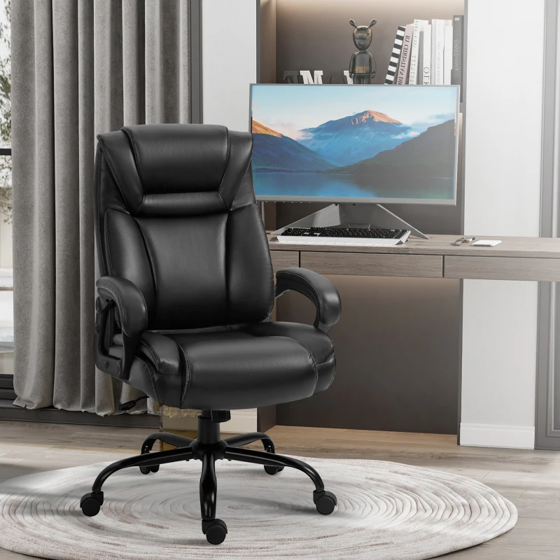 Vinsetto PU Leather Executive Office Chair with High Back, Adjustable Height and Swivel Wheels, 400LBS Capacity, Black