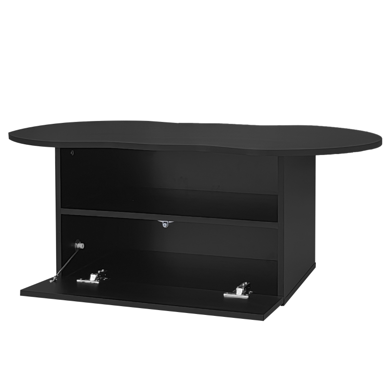 Cloud Coffee Table with Drawer and Open Storage, Particle Board and Modern Design, Easy to Install, 39.5" L x 23.5" W x 15" H, Black