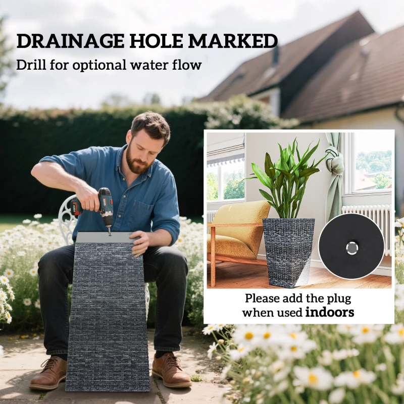 Outsunny Set of 3 Tall Plant Stand, Outdoor & Indoor Flower Pot Set for Front Door, Entryway, Patio and Deck, Mixed Grey