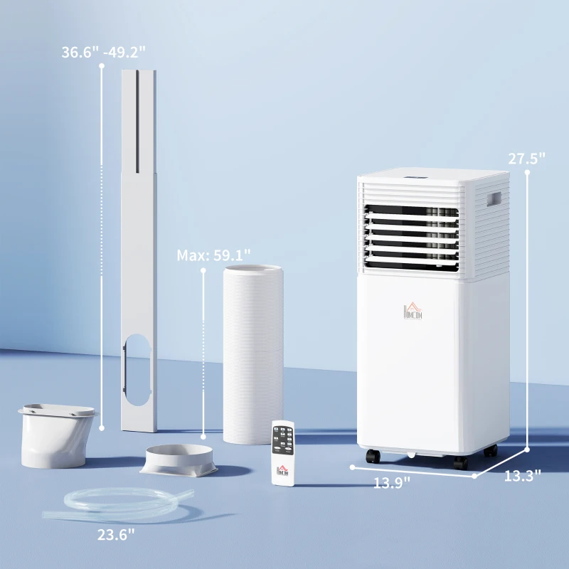 HOMCOM 10000 BTU Mobile Air Conditioner for Cooling and Dehumidifying, Remote Control, 24H Timer, LED Display, White