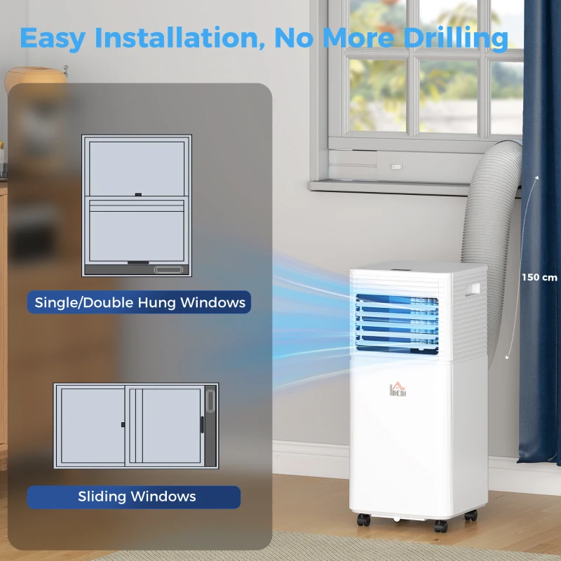 HOMCOM 10000 BTU Mobile Air Conditioner for Cooling and Dehumidifying, Remote Control, 24H Timer, LED Display, White