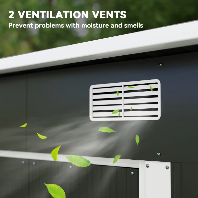 Outsunny 7'x 4' Metal Patio Storage Shed Garden Lockable Shed Tool Utility Storage Unit, Light Black