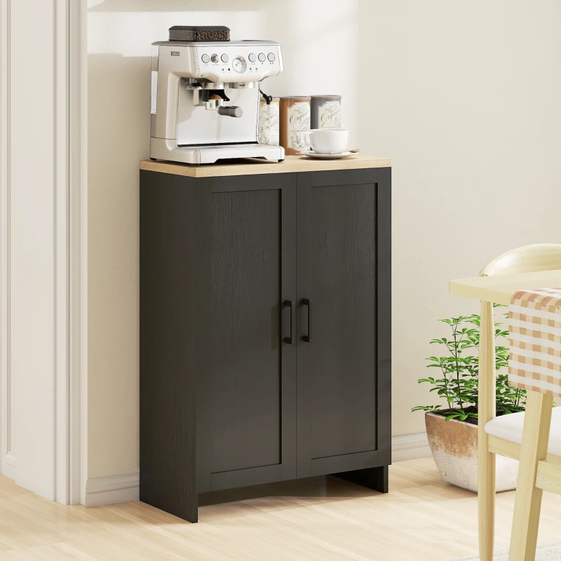 HOMCOM Modern Storage Cabinet with Doors and Adjustable Shelf for Kitchen, Living room, 23.6" x 11.8" x 35.4", Black