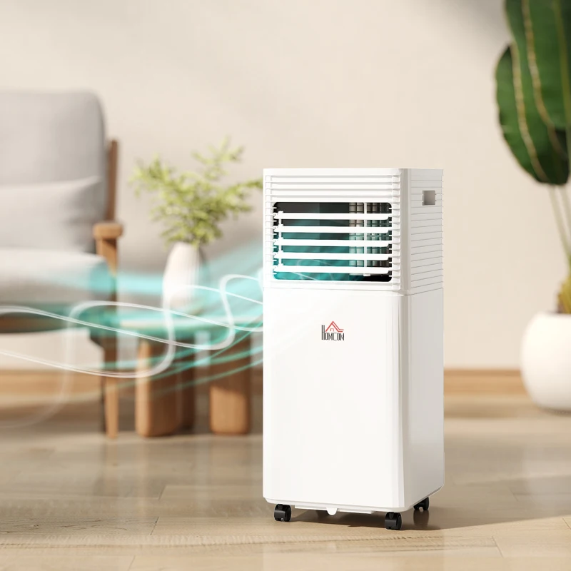 HOMCOM 10000 BTU Mobile Air Conditioner for Cooling and Dehumidifying, Remote Control, 24H Timer, LED Display, White
