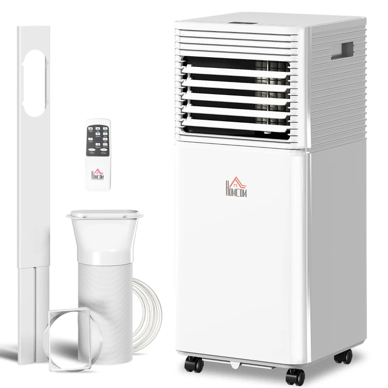 HOMCOM 10000 BTU Mobile Air Conditioner for Cooling and Dehumidifying, Remote Control, 24H Timer, LED Display, White