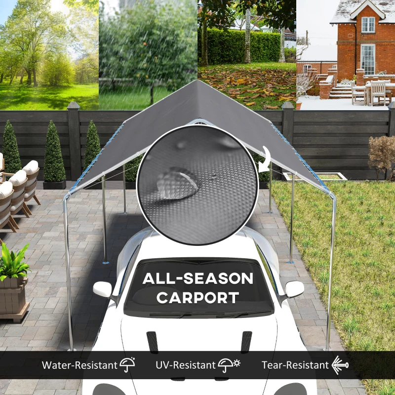 Outsunny 9.6' x 19.5' Carport Heavy Duty Galvanized Car Canopy w/ Included Anchor Kit, 3 Reinforced Steel Cables, Gray(m-4)