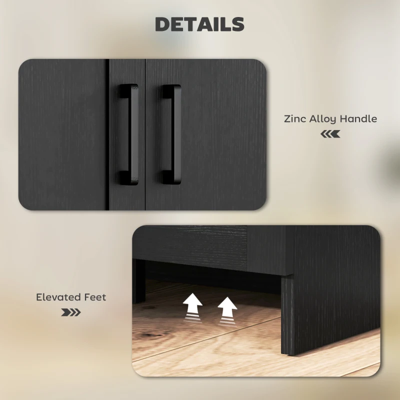 HOMCOM Small Dining Room Sideboard with 3 Doors Adjustable Shelves for Dining Black