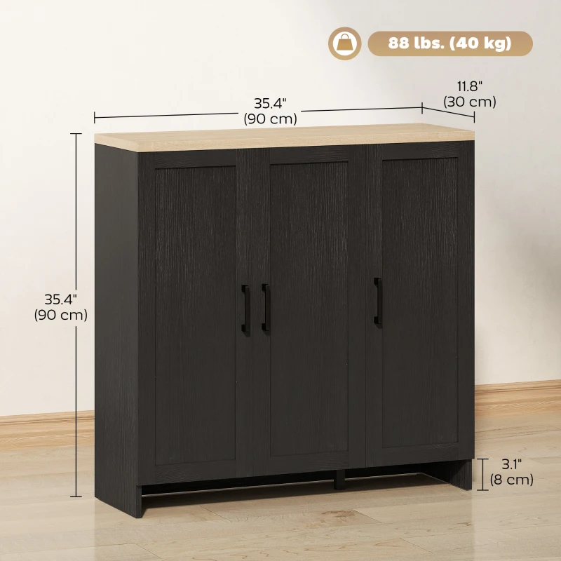 HOMCOM Small Dining Room Sideboard with 3 Doors Adjustable Shelves for Dining Black